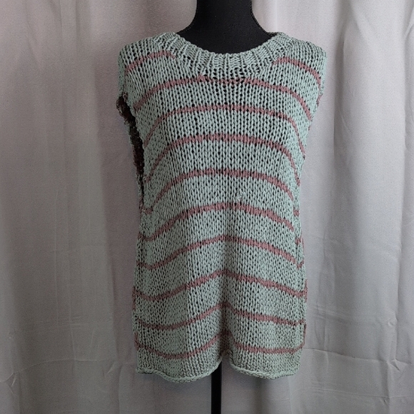 Free People Mint and Mauve Striped Knit Top. " Wave After Wave". - Picture 1 of 8